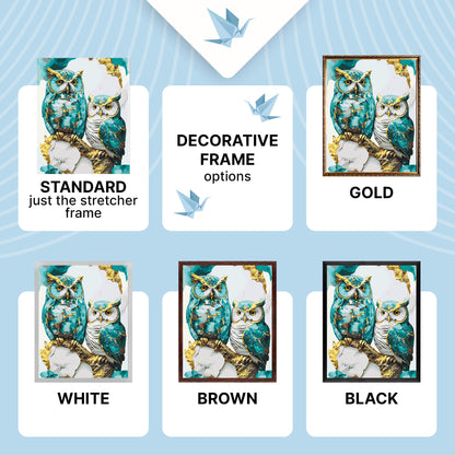 Paint by Numbers on a 40*50 cm frame Animals. Two owls with Metallic Paints LW 3405