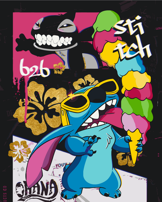 Számfestés kereten 40×50 cm Filmhősök. Stitch fémes színekkel LW 3423