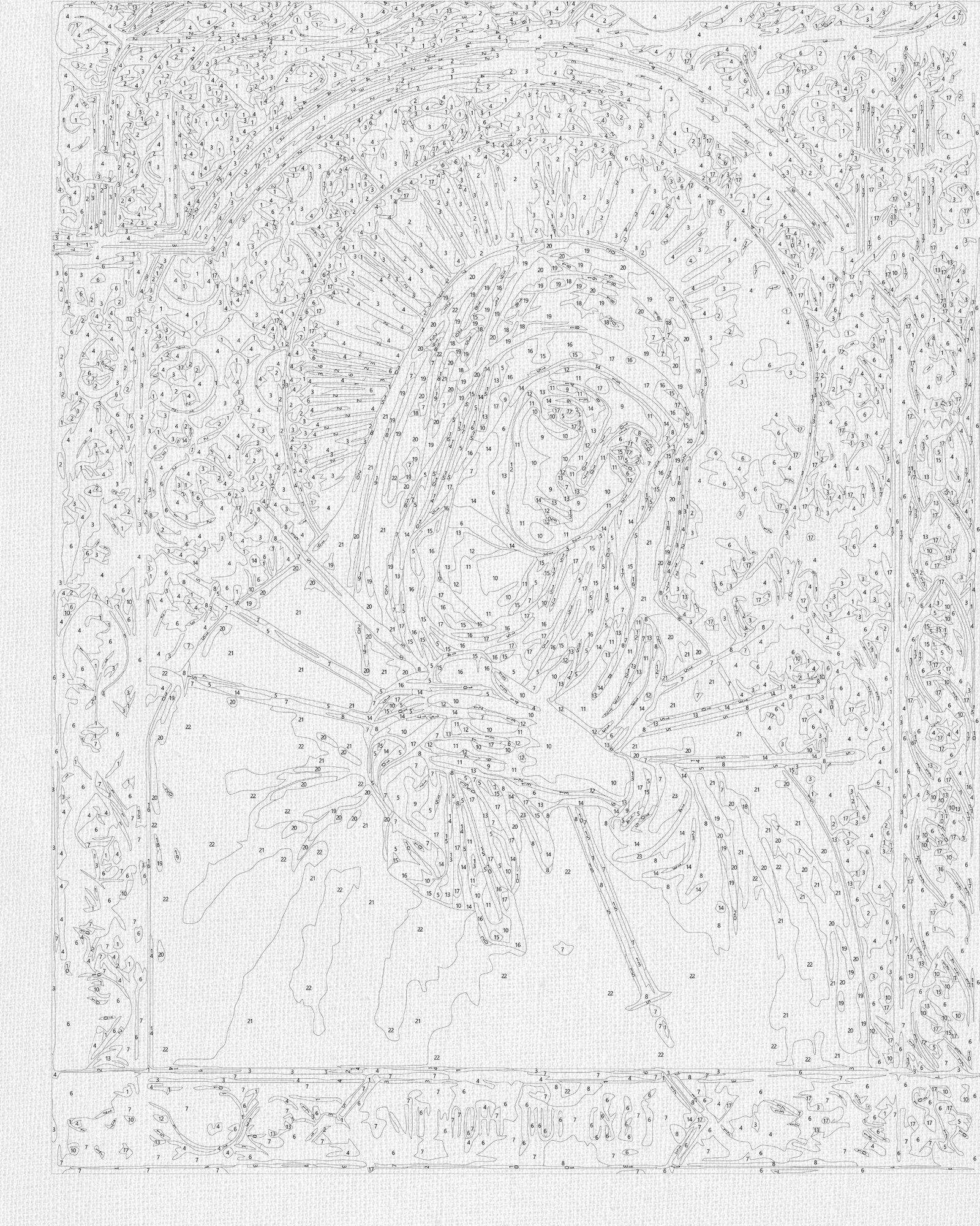 Számfestés kereten 40×50 cm Vallás. Istenszülő ikonja „A gonosz szívek meglágyítása” fémes színekkel LW 3434