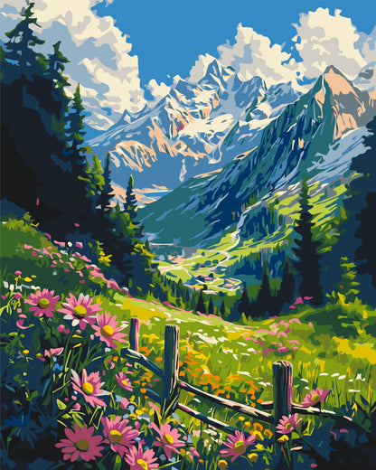 Számfestés kereten 40×50 cm tájkép – Hegyi rét LW 3435