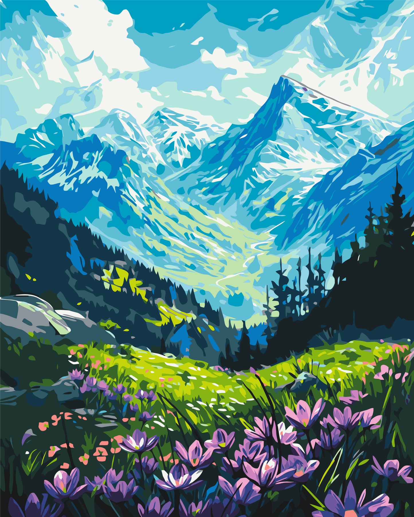 Számfestés kereten 40×50 cm tájkép – A hegyek lábánál LW 3436