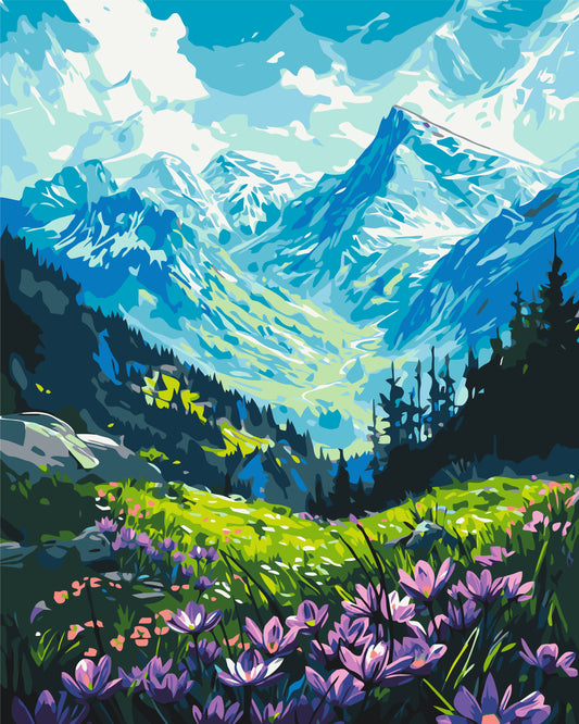 Számfestés kereten 40×50 cm tájkép – A hegyek lábánál LW 3436