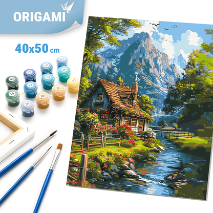 Számfestés kereten 40×50 cm tájkép – Nyugodt hegyi élet LW 3438