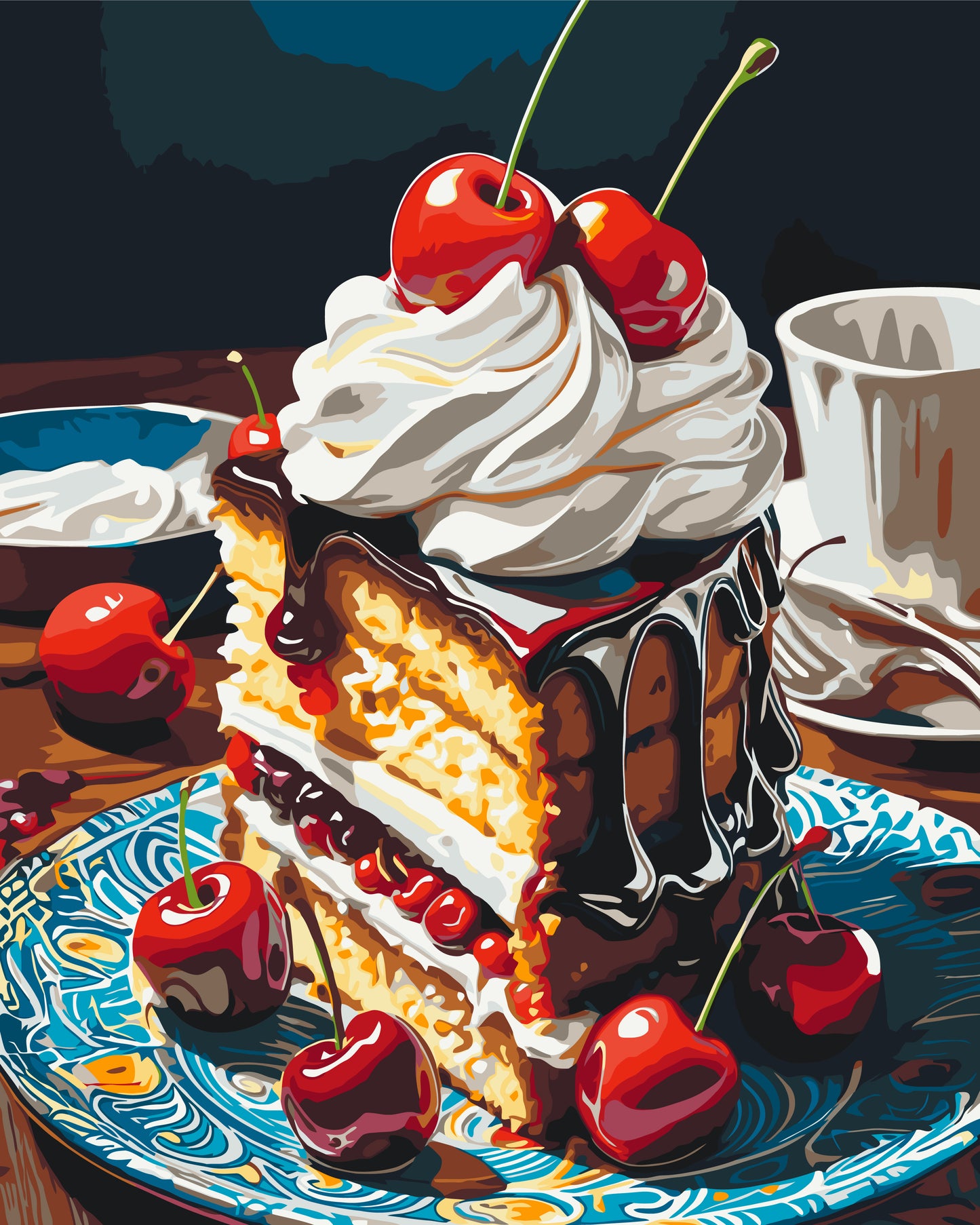 Számfestés kereten 40×50 cm – Csendélet. Meggyes süti LW 3439