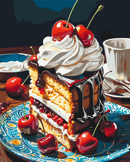 Számfestés kereten 40×50 cm – Csendélet. Meggyes süti LW 3439