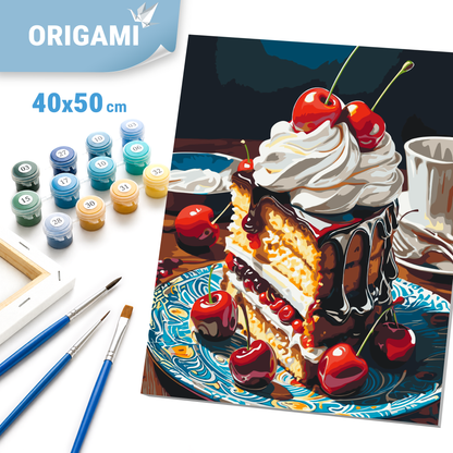 Számfestés kereten 40×50 cm – Csendélet. Meggyes süti LW 3439