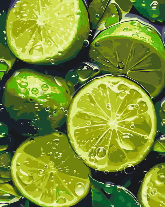 Számfestés kereten 40×50 cm – Csendélet. Lédús lime gyümölcs LW 3440