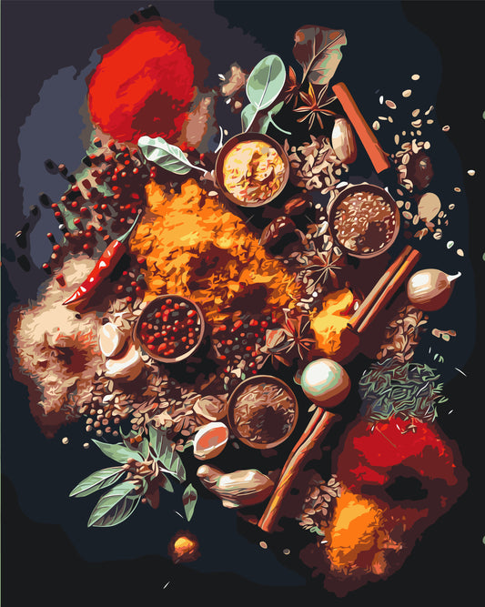 Számfestés kereten 40×50 cm – Csendélet. Világ fűszerei LW 3451