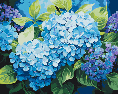 Számfestés kereten 40×50 cm – Virágok. Kék hortenzia LW 3489