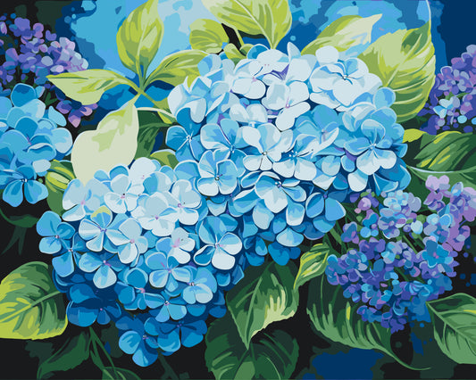 Számfestés kereten 40×50 cm – Virágok. Kék hortenzia LW 3489