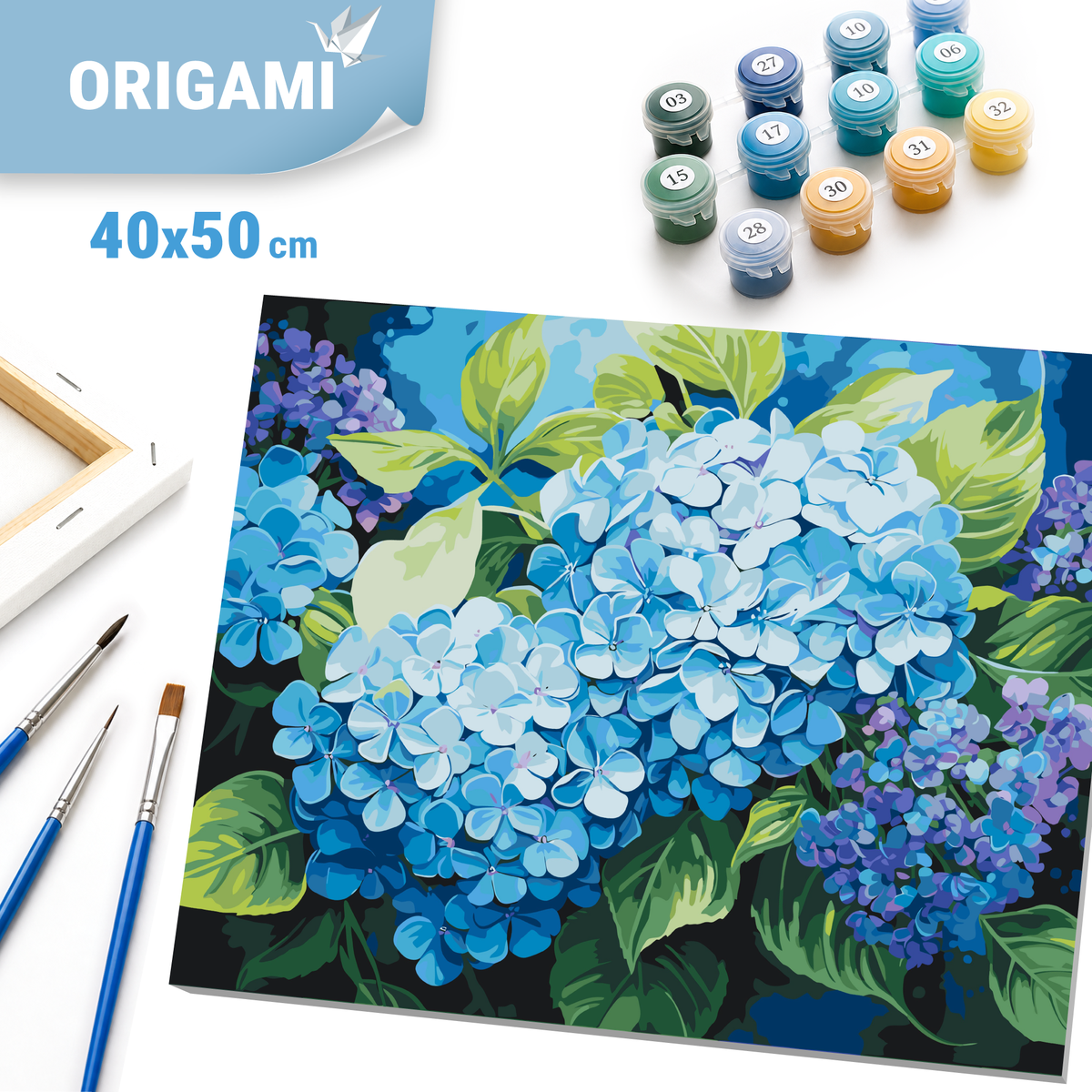 Paint by Numbers on a 40*50 cm frame – Flowers. Blue Hydrangea LW 3489