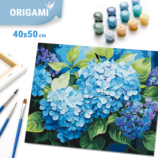 Számfestés kereten 40×50 cm – Virágok. Kék hortenzia LW 3489