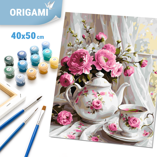 Számfestés kereten 40×50 cm cm – Tea virágokkal. Virágok/Csendélet LW 3506