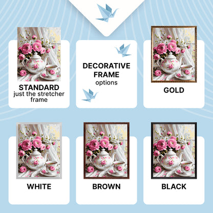 Számfestés kereten 40×50 cm – Tea virágokkal – Virágok/Csendélet – LW 3506