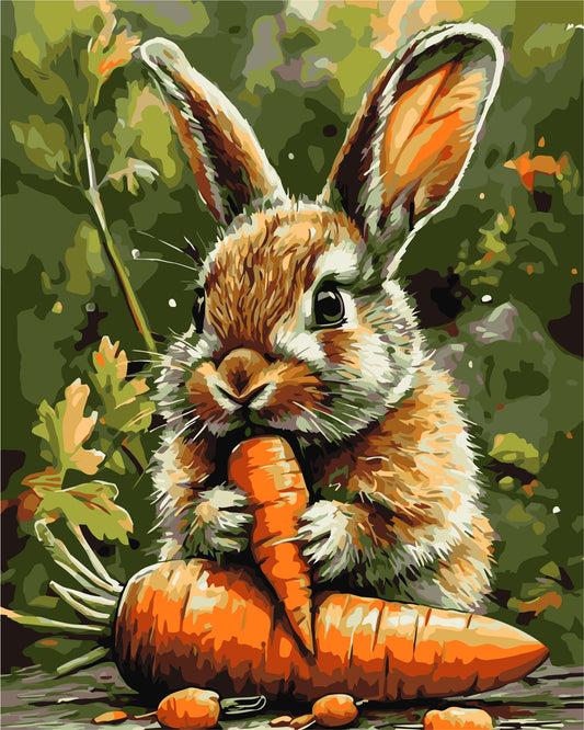 Számfestés kereten 40×50 cm – Állatok. Nyuszi répával LW 3507
