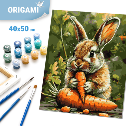 Paint by Numbers on a 40*50 cm frame – Animals. Bunny with carrot LW 3507