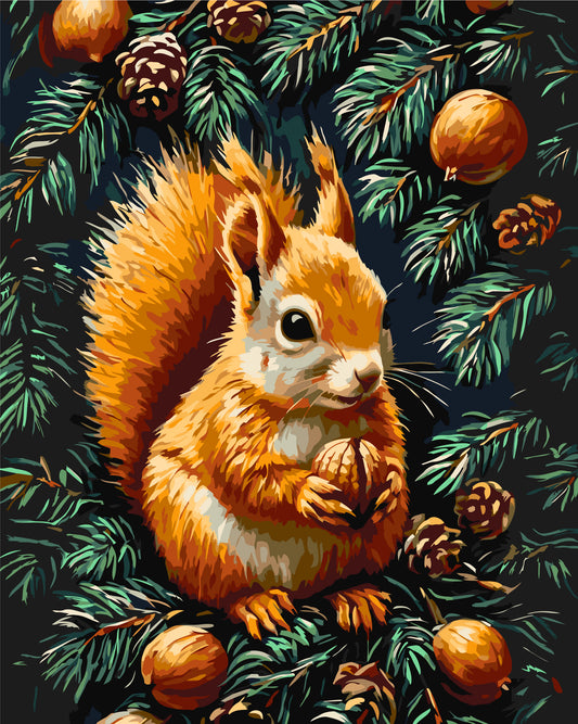 Számfestés kereten 40×50 cm – Állatok. Mókus dióval LW 3508