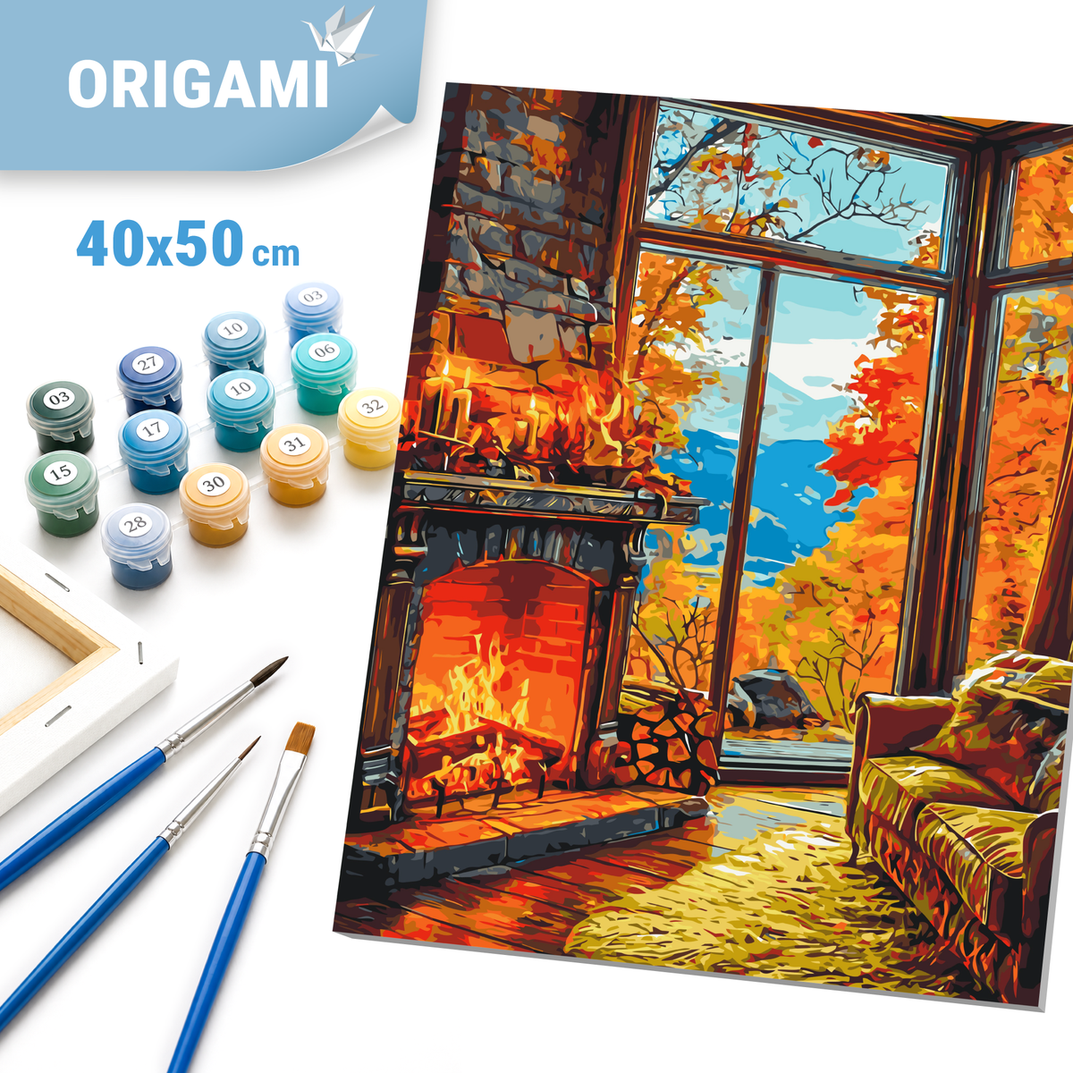 Számfestés kereten 40×50 cm tájkép – Az őszi kandalló melege LW 3518