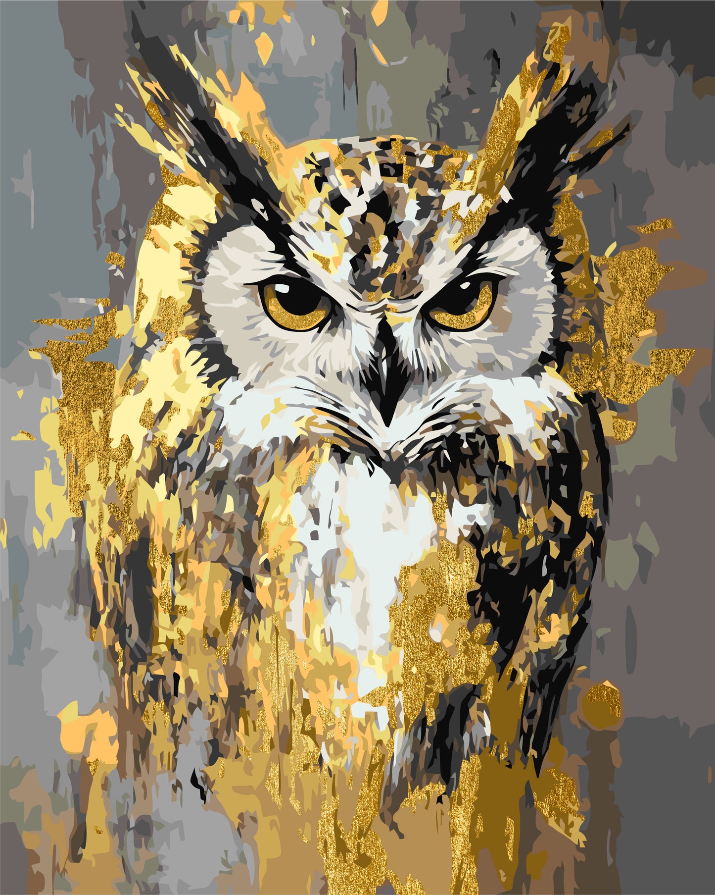 Számfestés kereten 40×50 cm Állatok. Bagoly fémes színekkel LW 3528