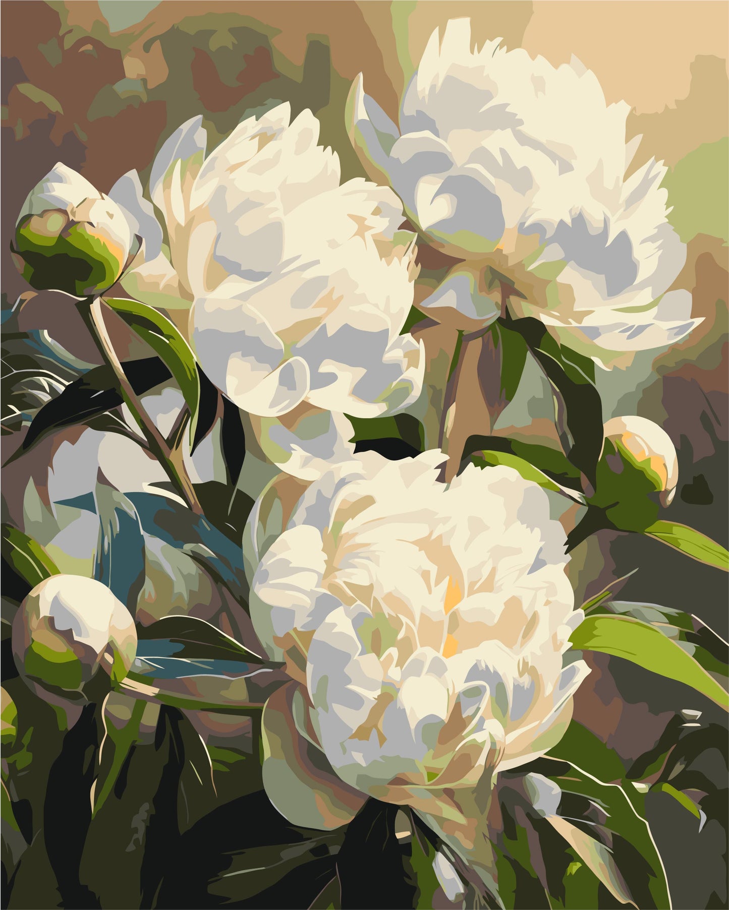Számfestés kereten 40×50 cm – Virágok. Bazsarózsák harmóniája LW 3533