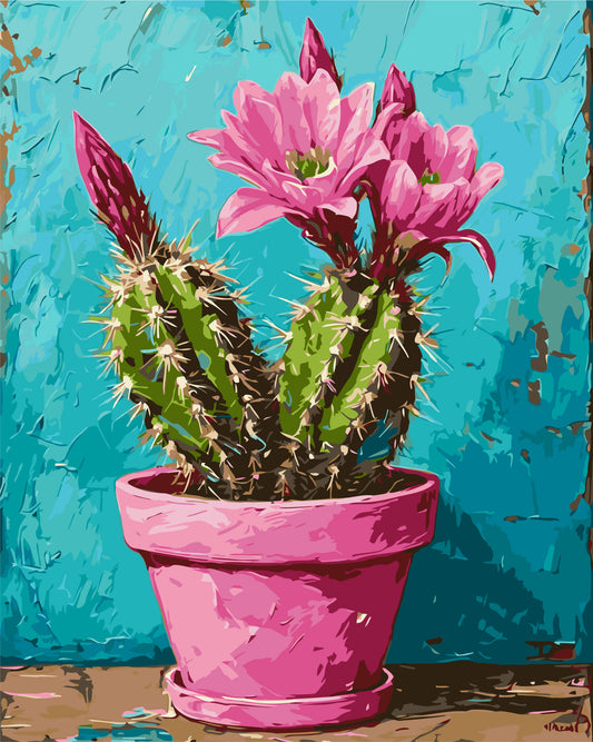 Számfestés kereten 40×50 cm – Virágok. Rózsaszín kaktusz LW 3534