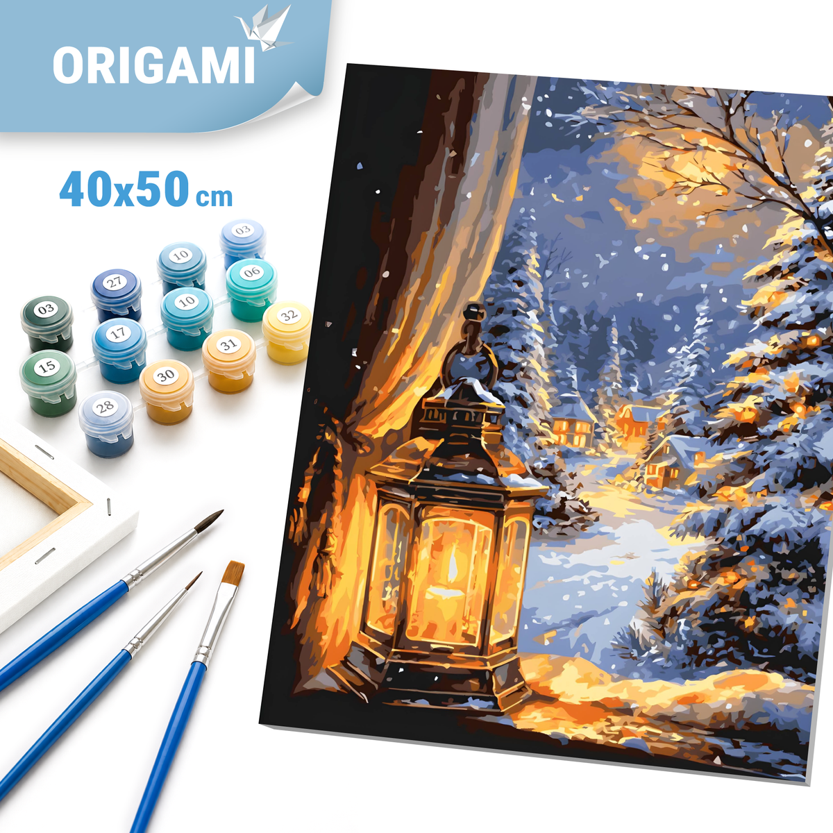 Paint by Numbers on a 40*50 cm frame. Landscape. Winter Night LW 3549