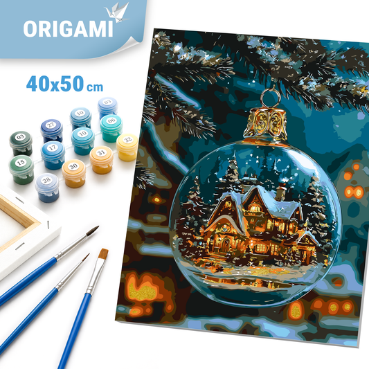 Számfestés kereten 40×50 cm Téli. A karácsonyi éjszaka melege fémes színekkel LW 3550