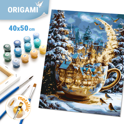 Paint by numbers on a 40*50 cm frame Winter Night of Christmas Miracles with Metallic Paints LW 3551