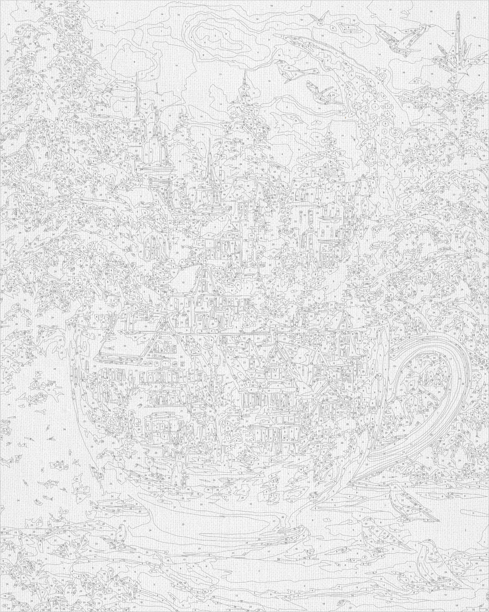 Számfestés kereten 40×50 cm Téli. A karácsonyi csodák éjszakája fémes színekkel LW 3551
