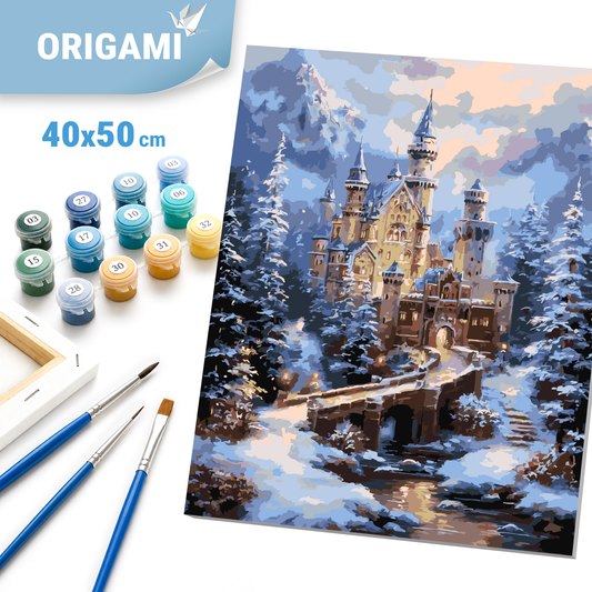 Számfestés kereten 40×50 cm – Téli / Karácsonyi. Vár a hegyekben LW 3553