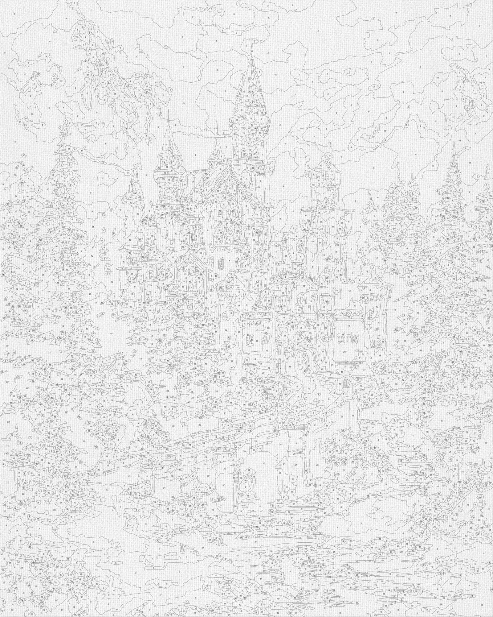 Paint by Numbers on a 40*50 cm frame Winter Landscape. Castle in Winter Mountains LW 3553