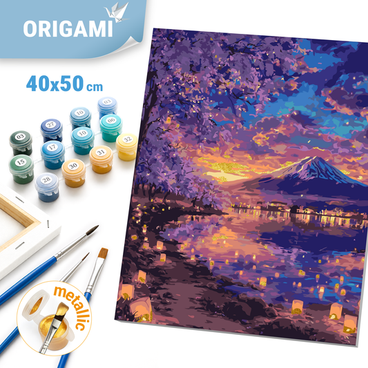Számfestés kereten 40×50 cm Tájkép fémes színekkel LW 3555