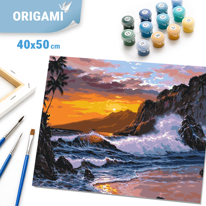 Számfestés kereten 40×50 cm tájkép – Tenger naplementében LW 365