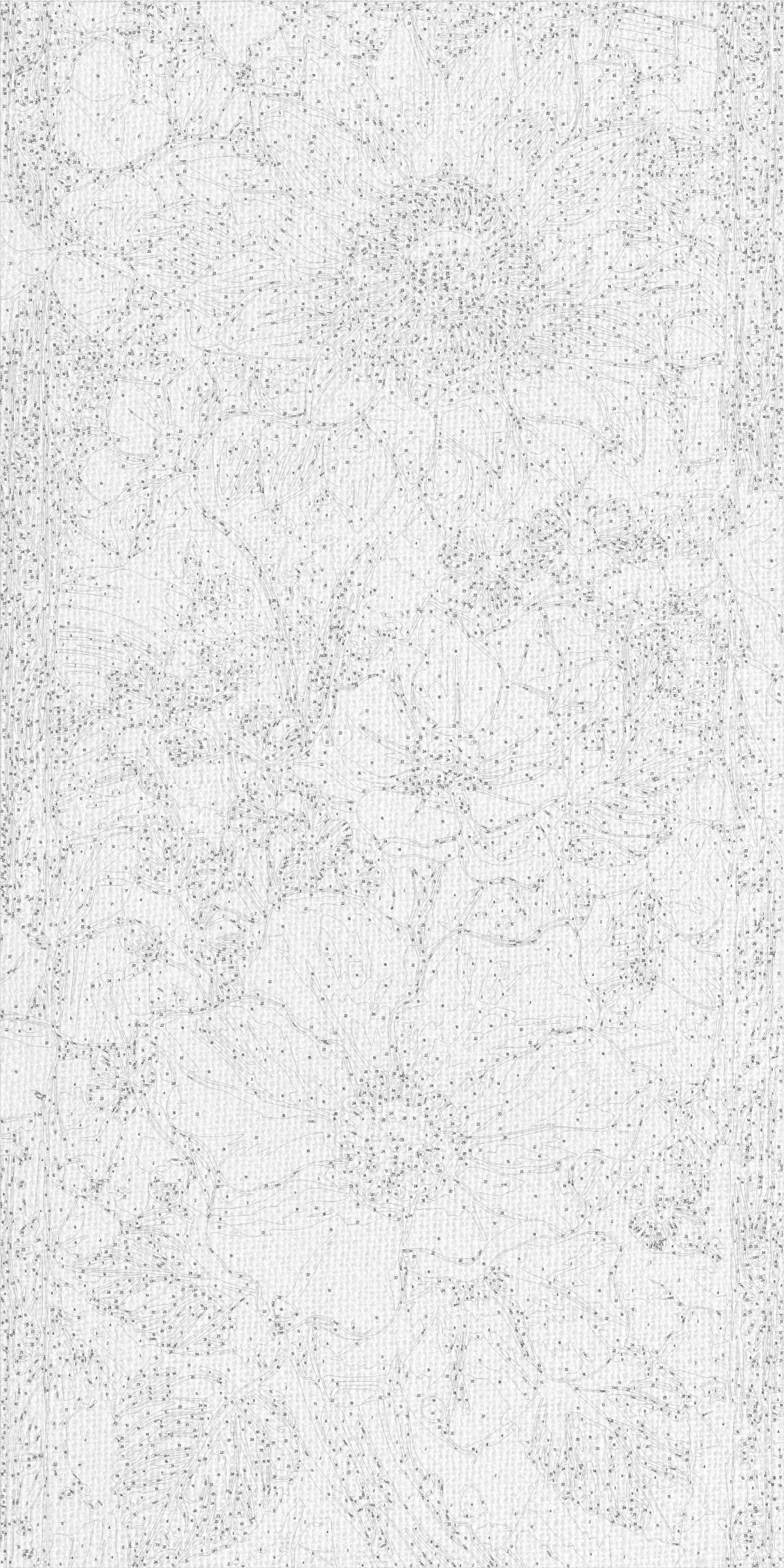 Számfestés kereten 40×80 cm – Gyengéd virágok fémes festékekkel – Virágok – LW 5101