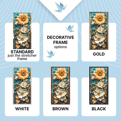 Számfestés kereten 40×80 cm – Gyengéd virágok fémes festékekkel – Virágok – LW 5101