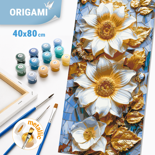 Számfestés kereten 40×80 cm cm – Fenséges virágok. Virágok fémes színekkel LW 5103