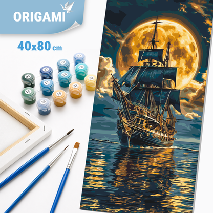 Paint by numbers on a 40*80 cm frame. Ship on the Sea LW 5108