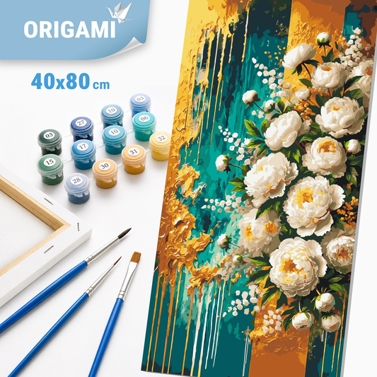 Számfestés kereten 40×80 cm Virágok. Arany inspiráció fémes színekkel LW 5109