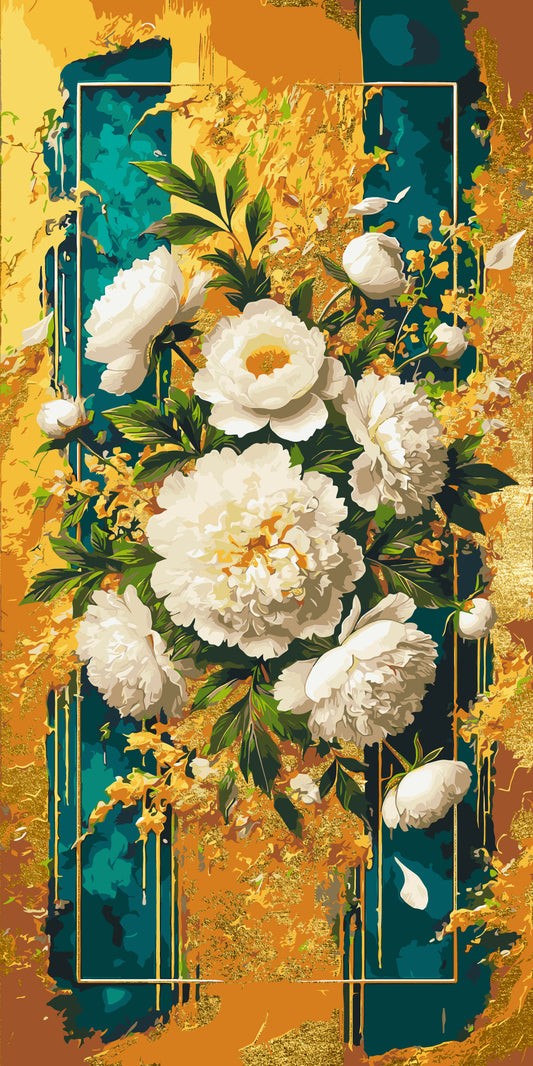 Számfestés kereten 40×80 cm Ragyogó virágok fémes színekkel LW 5110