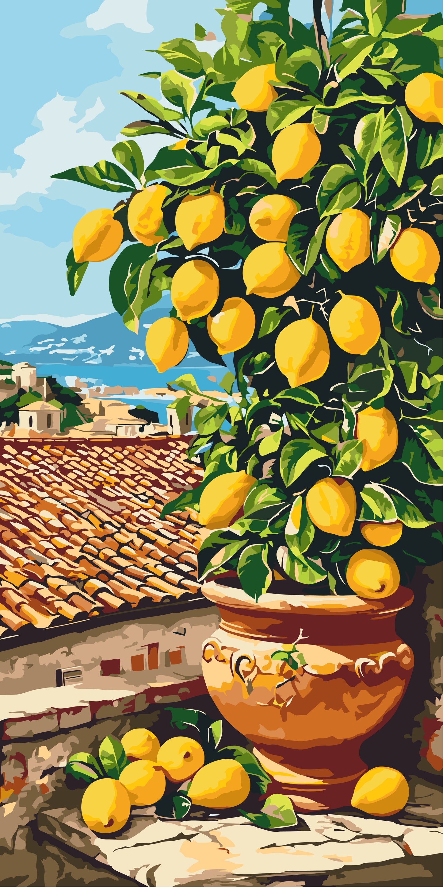 Számfestés kereten 40×80 cm Csendélet. Citrusfa (citrom) LW 5116