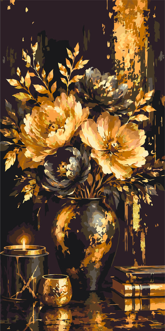 Gyengéd bazsarózsák ragyogása – számfestés 40×80 cm