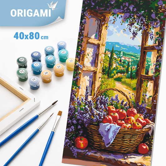 Számfestés kereten 40×80 cm cm – Gyümölcsöskosár. Tájkép LW 5133