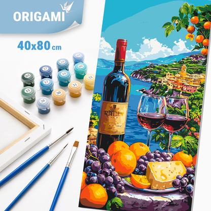 Paint by Numbers on Frame 40*80 cm Landscape/Still Life with Wine and Fruit, Coastline LW 5143