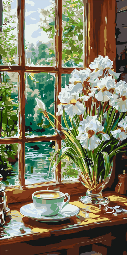 Számfestés kereten 40×80 cm Csendélet/Virágok. Kávé harmónia LW 5155