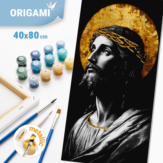 Számfestés kereten 40×80 cm cm – A Megváltó képmása. Vallás fémes színekkel LW 5158