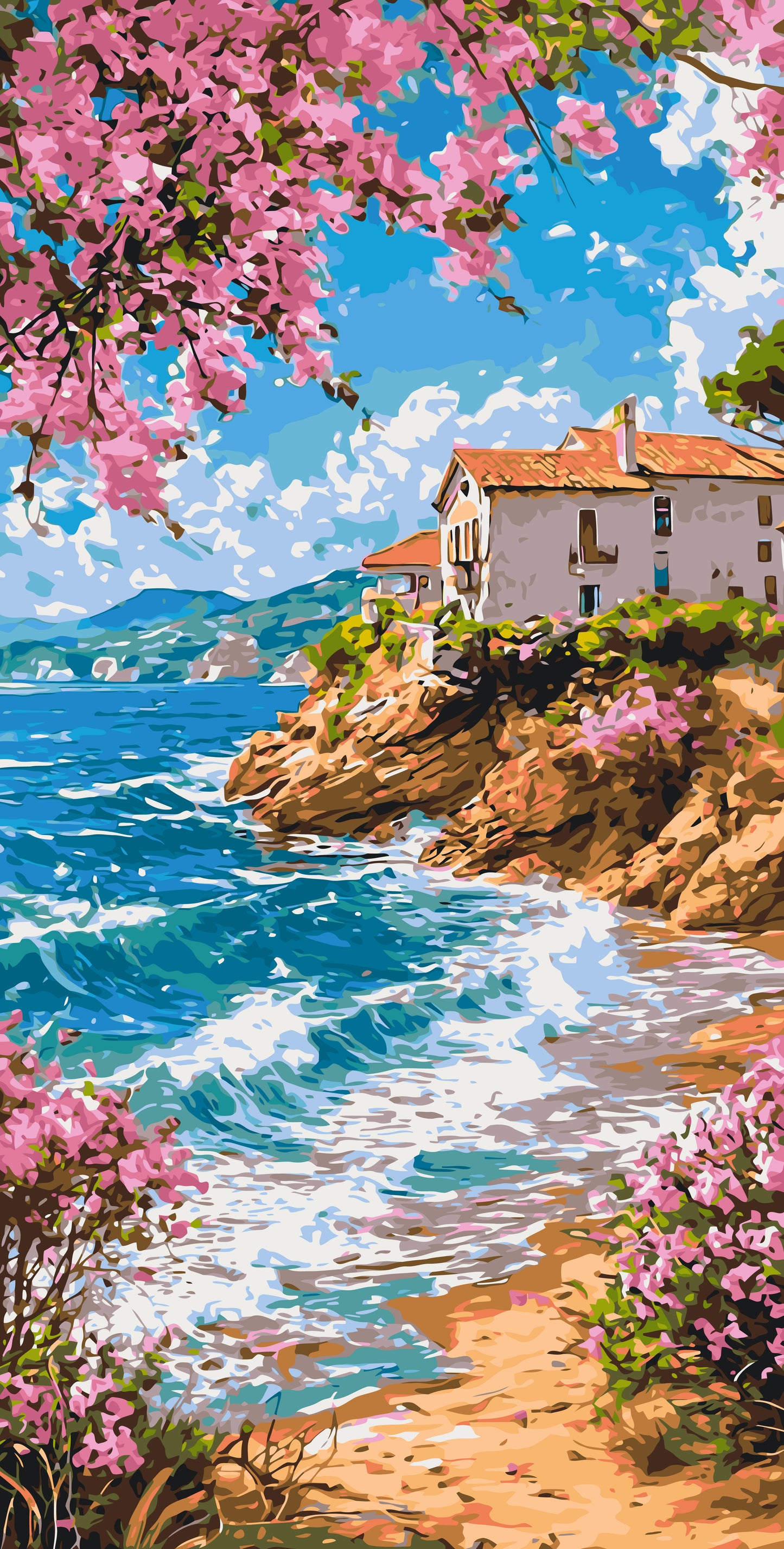 Maľovanie podľa čísel na ráme 40*80 cm - Ráno na brehu - Krajinka - LW 5161