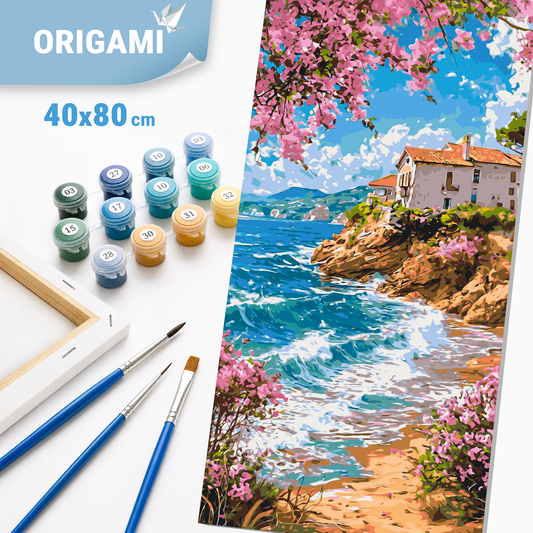 Számfestés kereten 40×80 cm cm – Reggel a parton. Tájkép LW 5161
