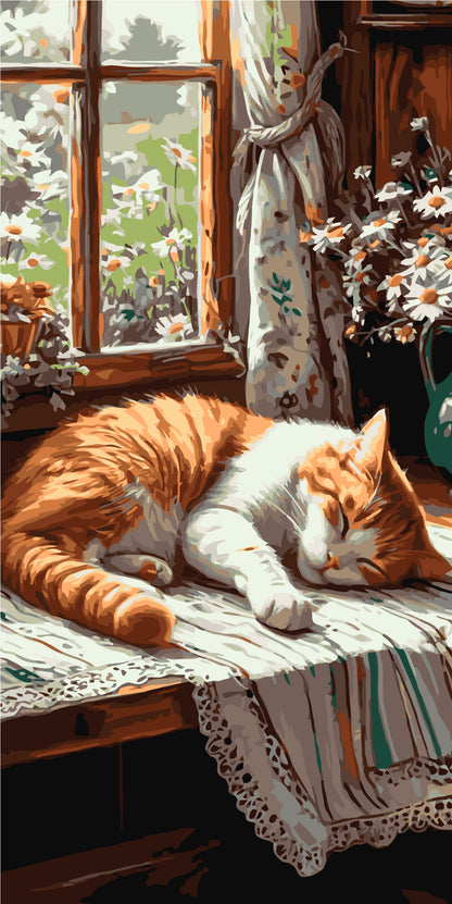 Számfestés kereten 40×80 cm Állatok. Vörös kandúr LW 5163