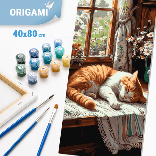 Számfestés kereten 40×80 cm Állatok. Vörös kandúr LW 5163