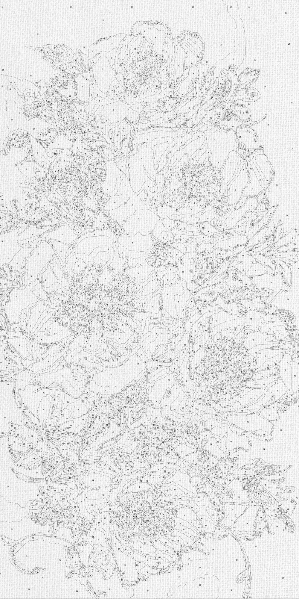 Számfestés kereten 40×80 cm Virágok. Bazsarózsák fémes színekkel LW 5166